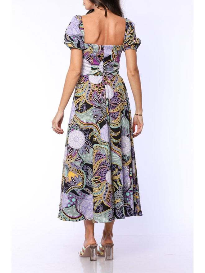 TGH ELECTIRC PRINT BOHO MIDI DRESS