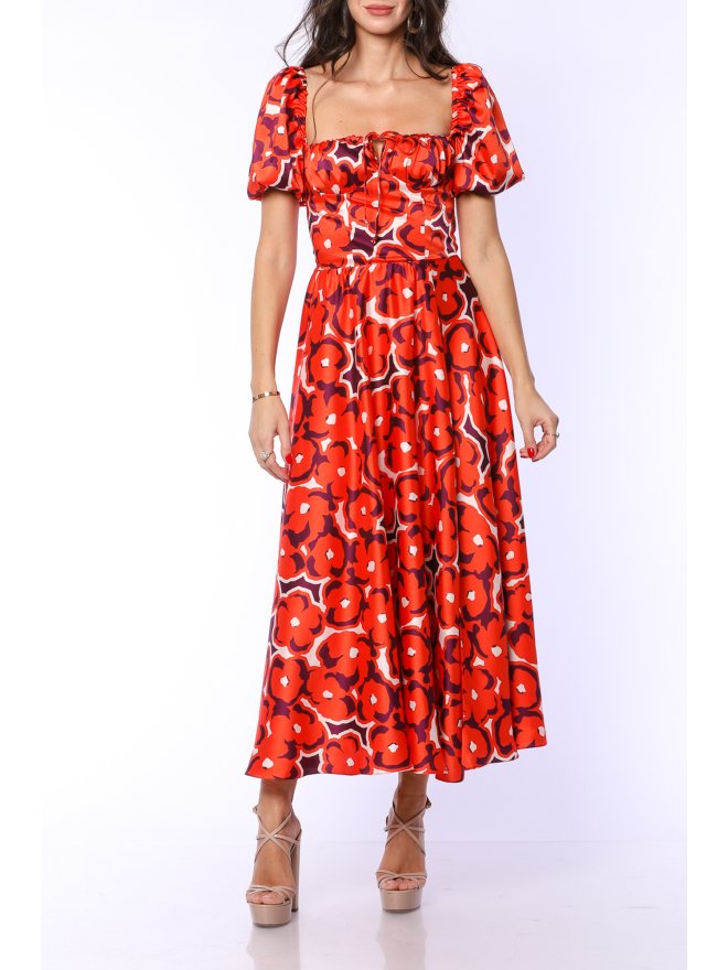 TGH ELECTIRC PRINT BOHO MIDI DRESS