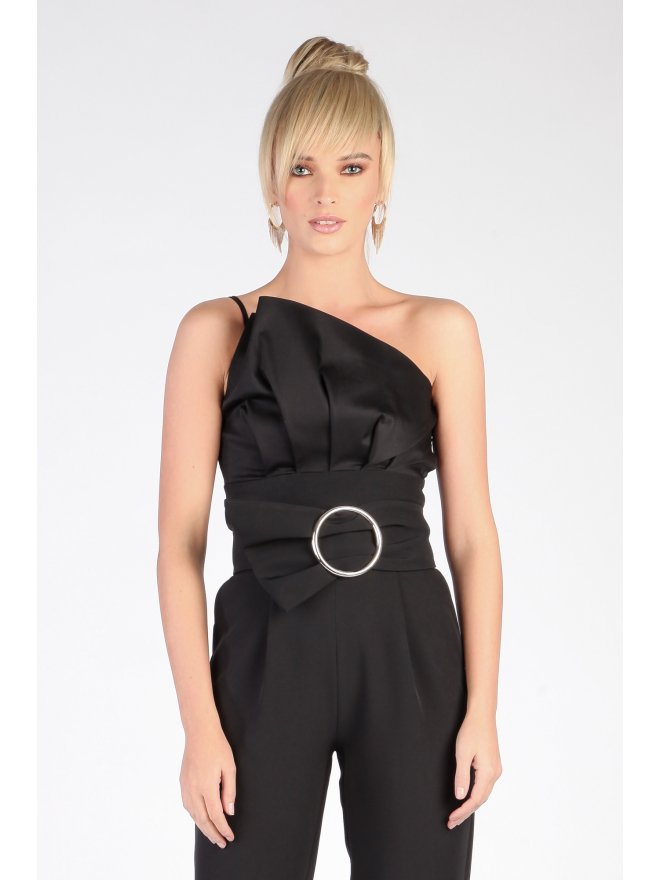 TGH COLOR BLOCK WIDE BUCKLE JUMPSUIT