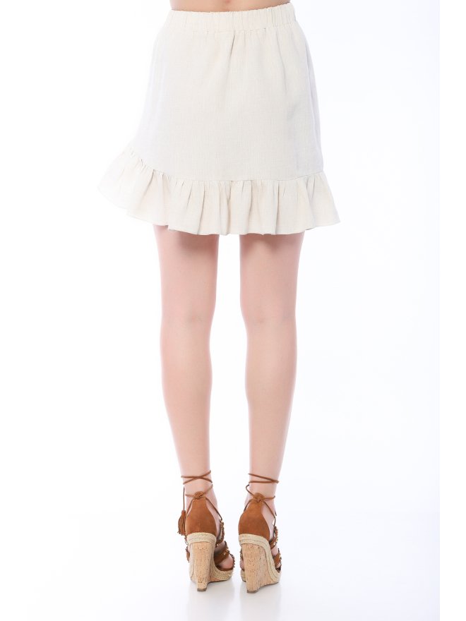 MARMURI LINO ASYMMETRIC RUFFLED MINI SKIRT