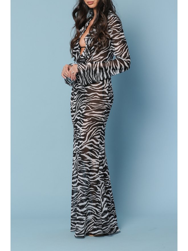TGH ZEBRA PRINT BEACH VACAY MAXI DRESS