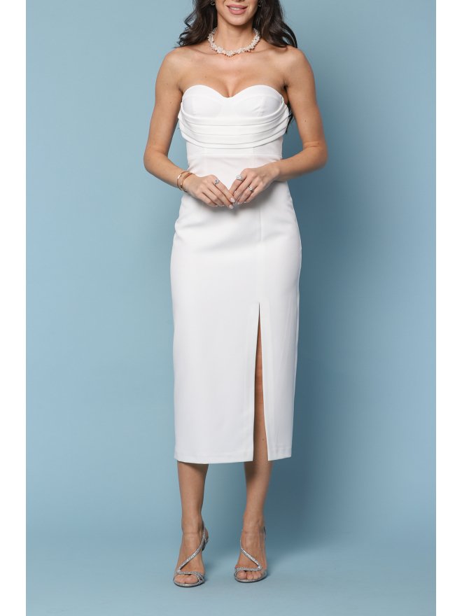 TGH BRIDAL SPECIAL PLEATED CORSET MIDI DRESS