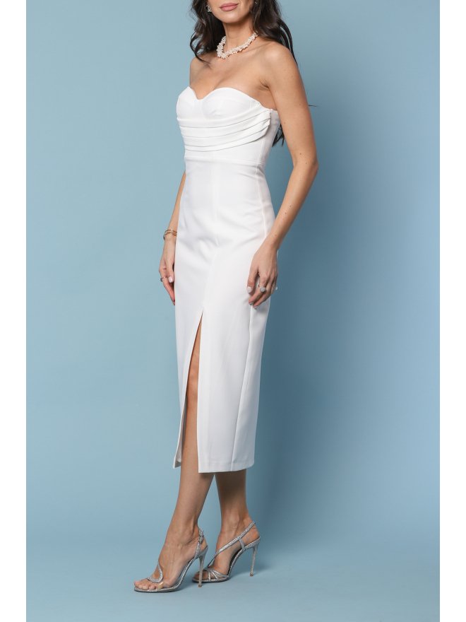 TGH BRIDAL SPECIAL PLEATED CORSET MIDI DRESS