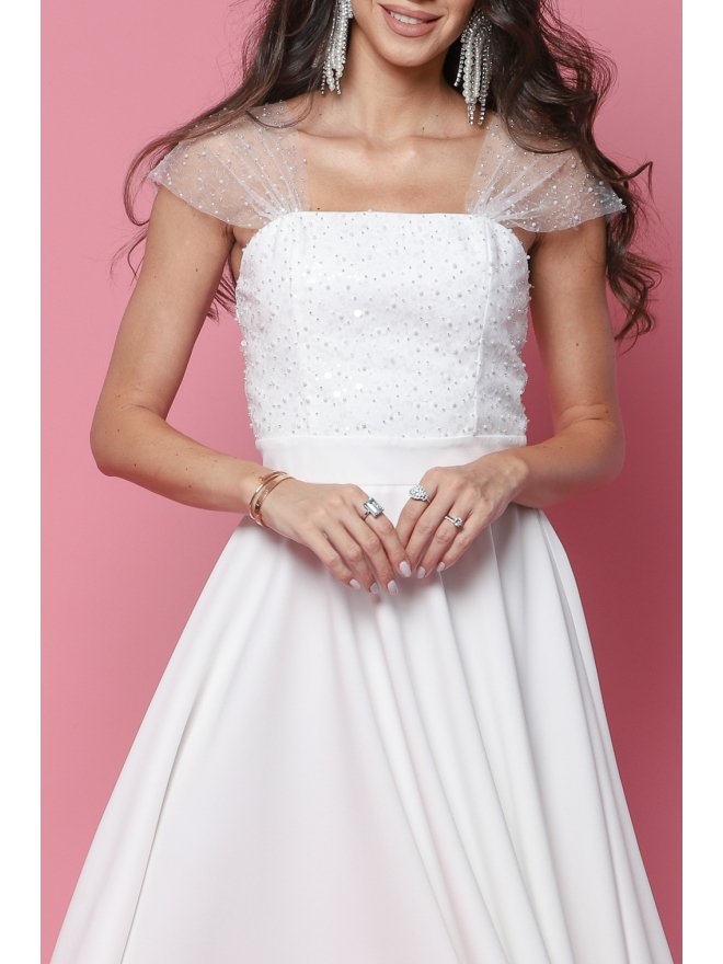 TGH BRIDAL PEARLS & LACE MIDI DRESS