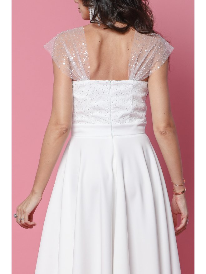 TGH BRIDAL PEARLS & LACE MIDI DRESS