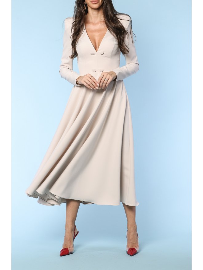 TGH MOVIE STAR A-LINE BUTTONS DETAILS MIDI DRESS