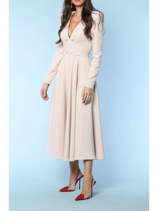 TGH MOVIE STAR A-LINE BUTTONS DETAILS MIDI DRESS