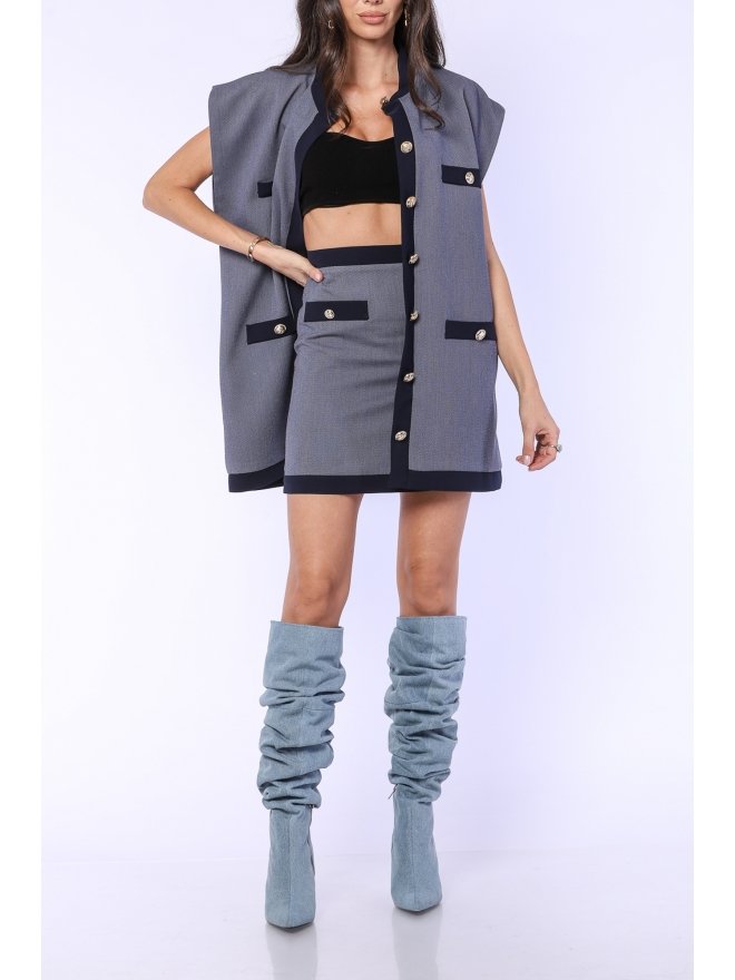 TGH ROYAL GOLDEN BUTTONS MINI SKIRT
