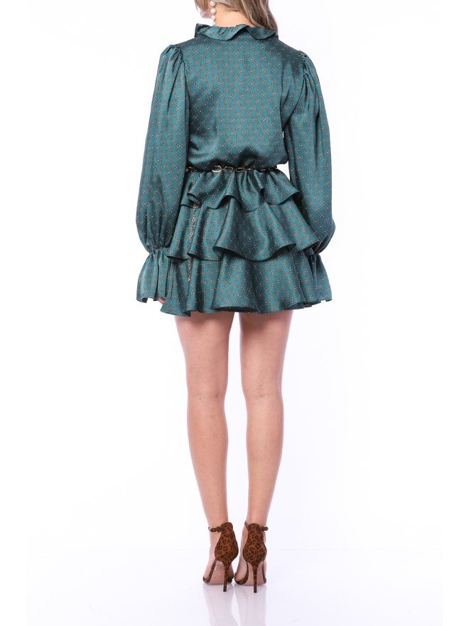 TGH ROCHIE MINI ROMANTICA ALL-OVER-RUFFLES CU IMPRIMEU LANTURI