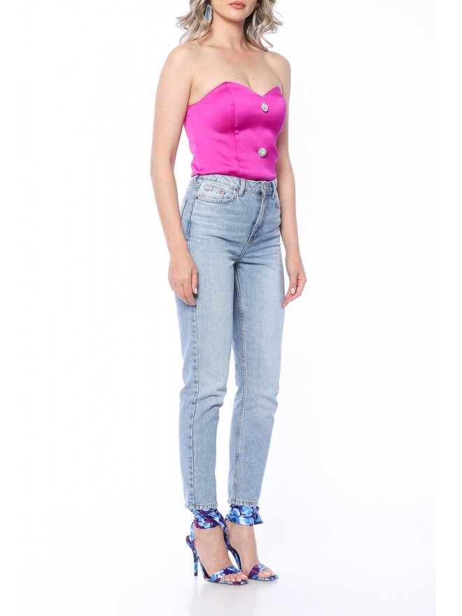 POESSE JEWELLERY BUTTONS SATIN CORSET TOP
