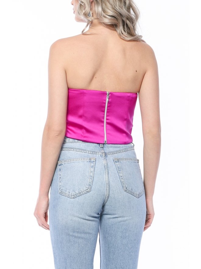 POESSE JEWELLERY BUTTONS SATIN CORSET TOP