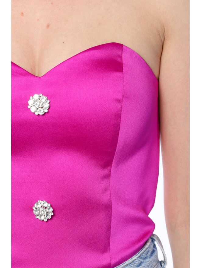 POESSE JEWELLERY BUTTONS SATIN CORSET TOP