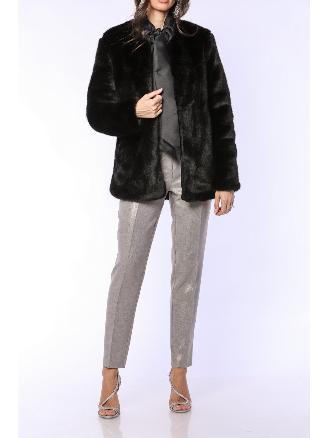 TGH RETRO OPEN FRONT FAUX FUR SHORT COAT