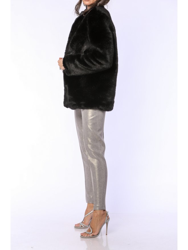 TGH RETRO OPEN FRONT FAUX FUR SHORT COAT