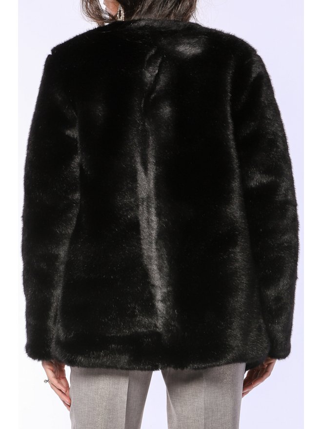 TGH RETRO OPEN FRONT FAUX FUR SHORT COAT