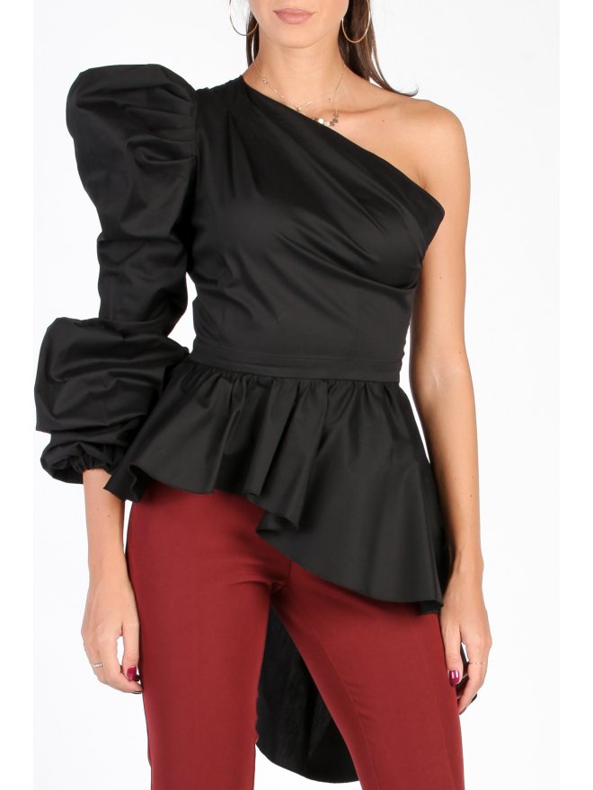 CARLA LATEST ONE SHOULDER ASYMMETRIC RUFFLE BLOUSE