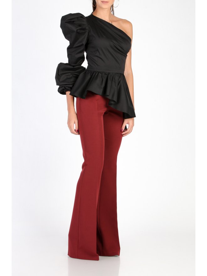 CARLA LATEST ONE SHOULDER ASYMMETRIC RUFFLE BLOUSE