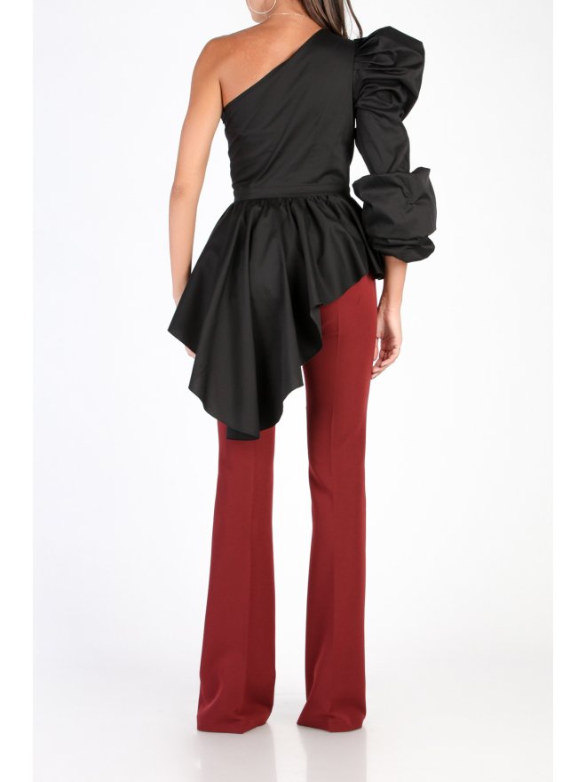 CARLA LATEST ONE SHOULDER ASYMMETRIC RUFFLE BLOUSE