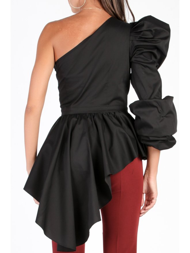 CARLA LATEST ONE SHOULDER ASYMMETRIC RUFFLE BLOUSE