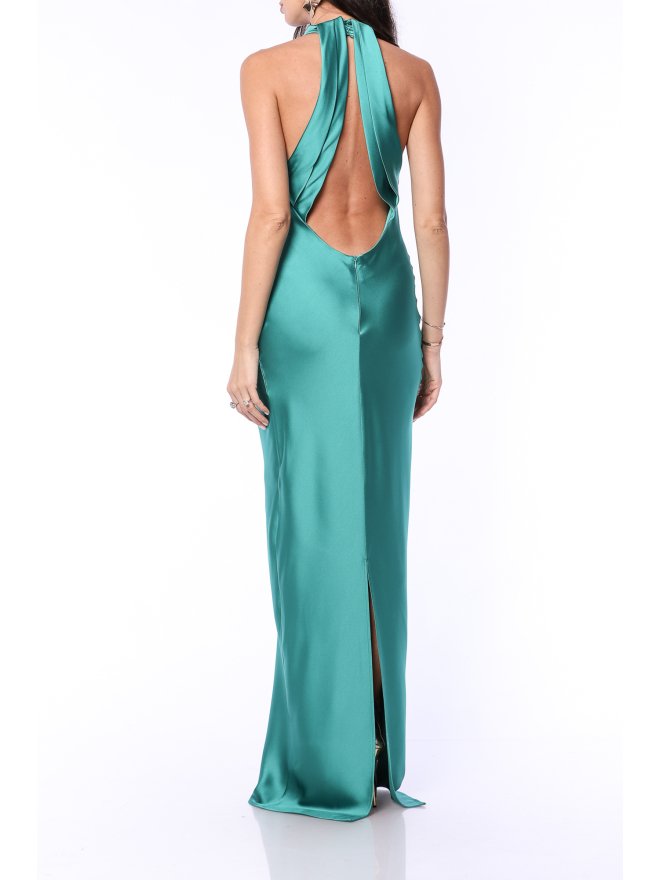 TGH MIDNIGHT ELEGANCE CUT-OUT BACK SATIN MAXI DRESS