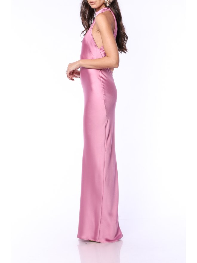 TGH MIDNIGHT ELEGANCE CUT-OUT BACK SATIN MAXI DRESS