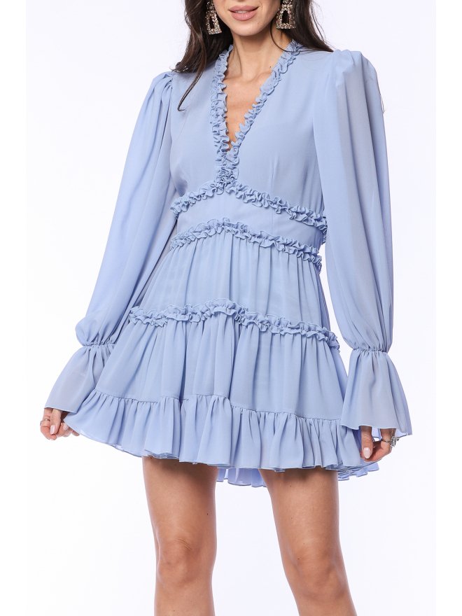 TGH CUT-OUT BACK RUFFLES MINI DRESS