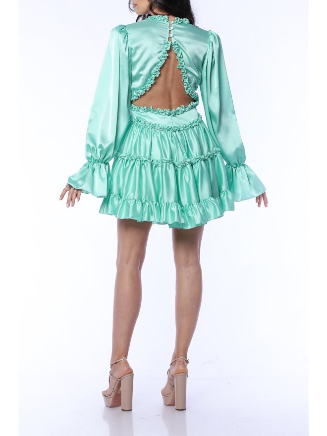 TGH ALL OVER RUFFLES CUT-OUT BACK MINI DRESS