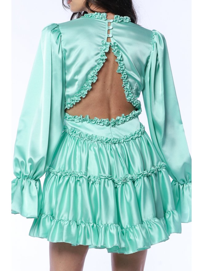 TGH ALL OVER RUFFLES CUT-OUT BACK MINI DRESS