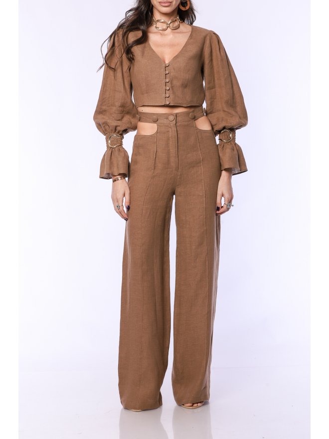 TGH LINO SUNSHINE PUFFED SLEEVES CROP TOP