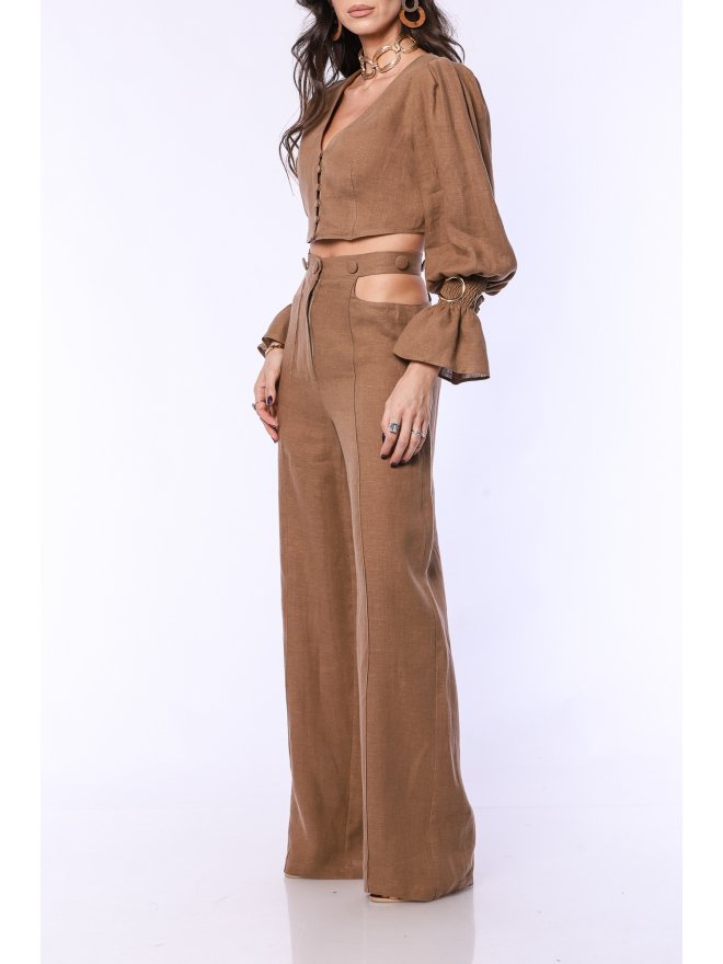 TGH LINO SUNSHINE PUFFED SLEEVES CROP TOP