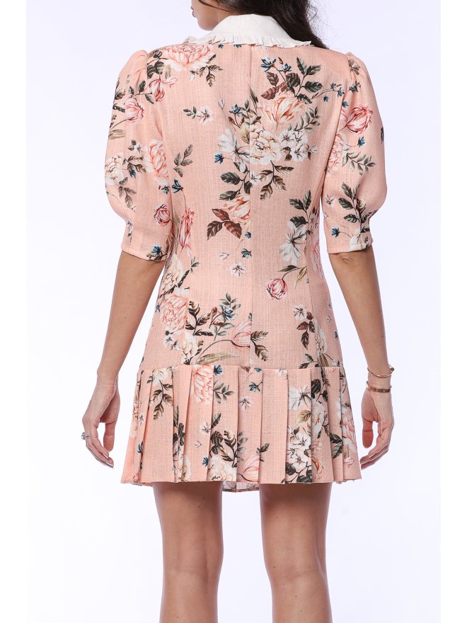 TGH LINO FLORAL PRINT PLISSE MINI DRESS