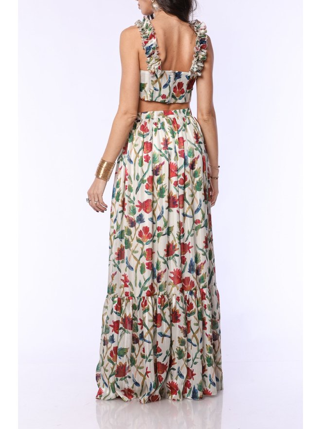 TGH FLORAL PRINT RUFFLES CROP TOP