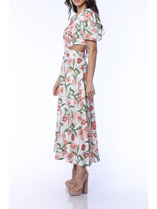 TGH TIMELESS FLORAL CRISS-CROSS BACK MIDI DRESS