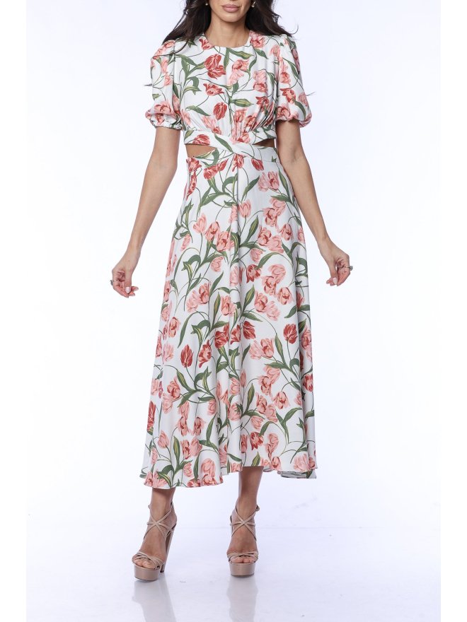 TGH TIMELESS FLORAL CRISS-CROSS BACK MIDI DRESS