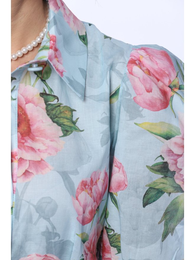 TGH ROCHIE MIDI GARDEN RADIANCE CU PRINT FLORAL SI VOLAN