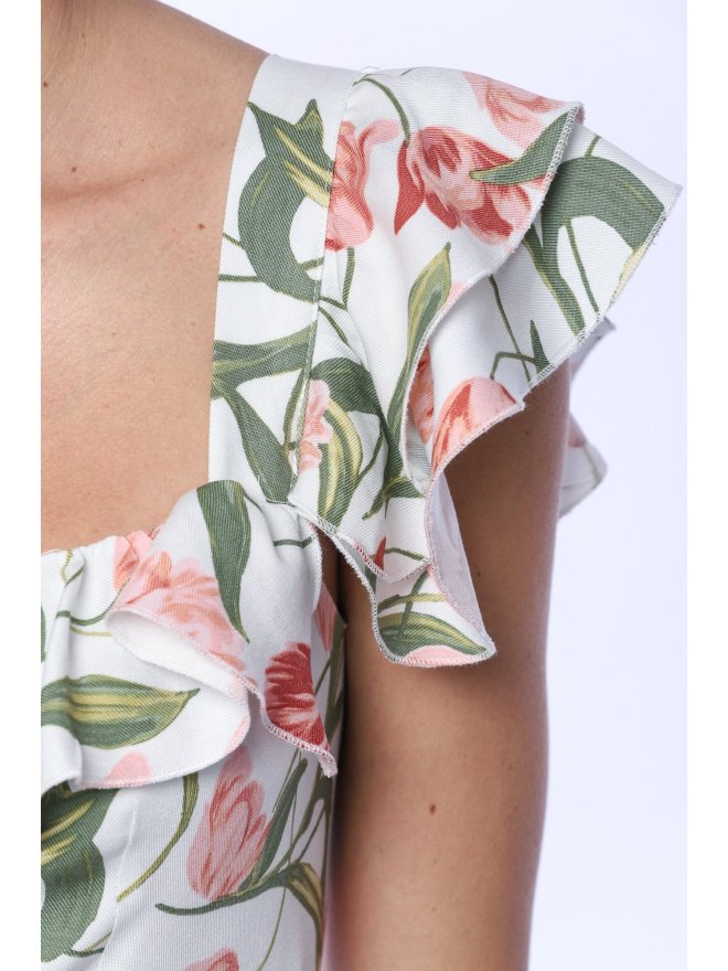 TGH ROCHIE MIDI TIMELESS FLORAL CU VOLANE