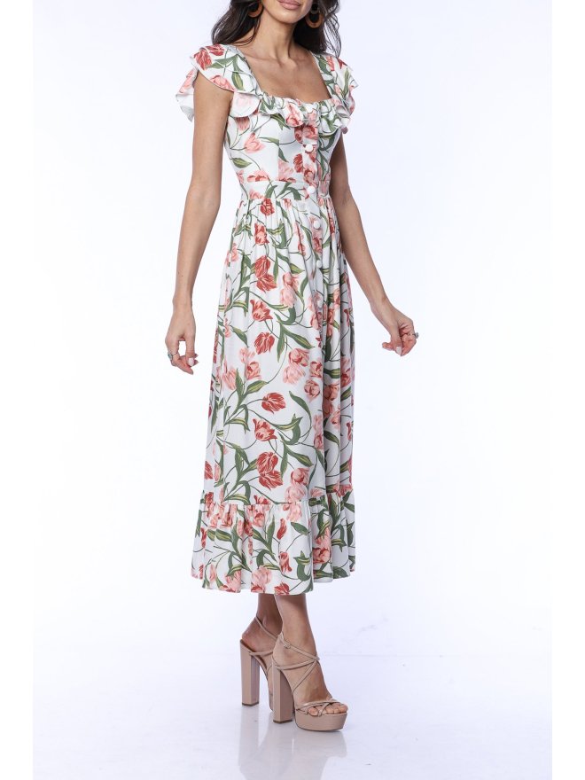 TGH ROCHIE MIDI TIMELESS FLORAL CU VOLANE