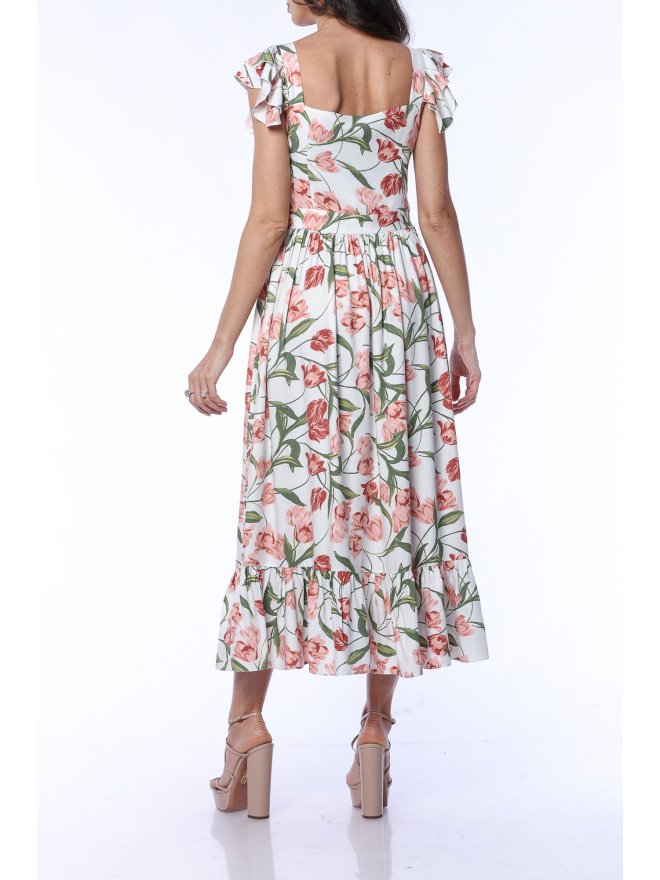 TGH ROCHIE MIDI TIMELESS FLORAL CU VOLANE