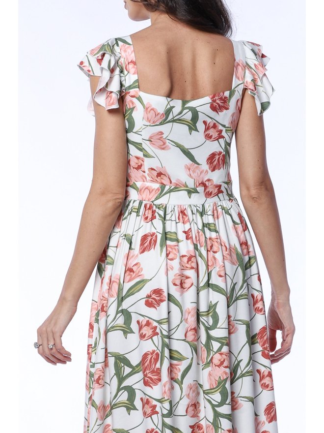 TGH ROCHIE MIDI TIMELESS FLORAL CU VOLANE