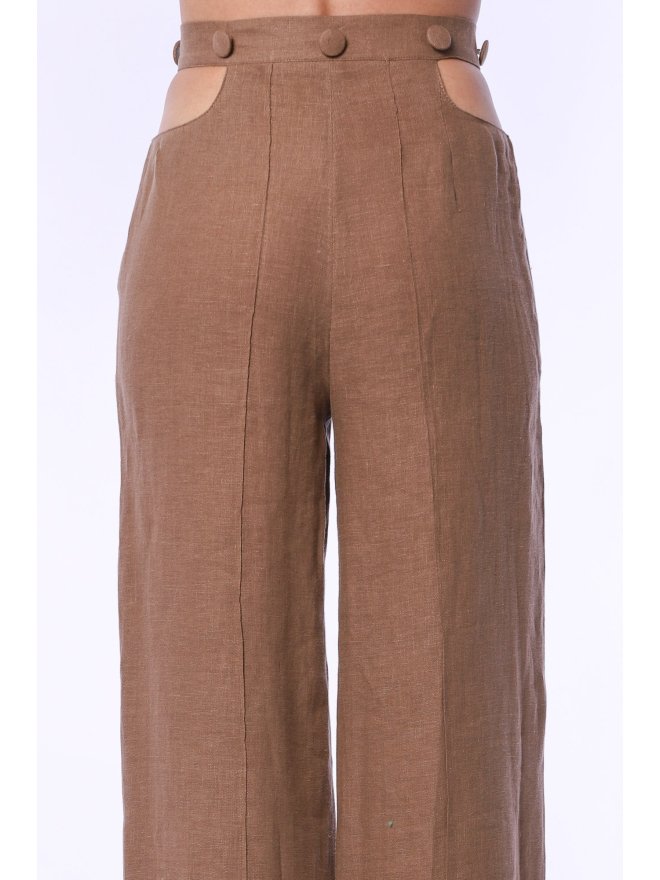 TGH LINO HIGH WAIST CROPPED POCKETS TROUSERS