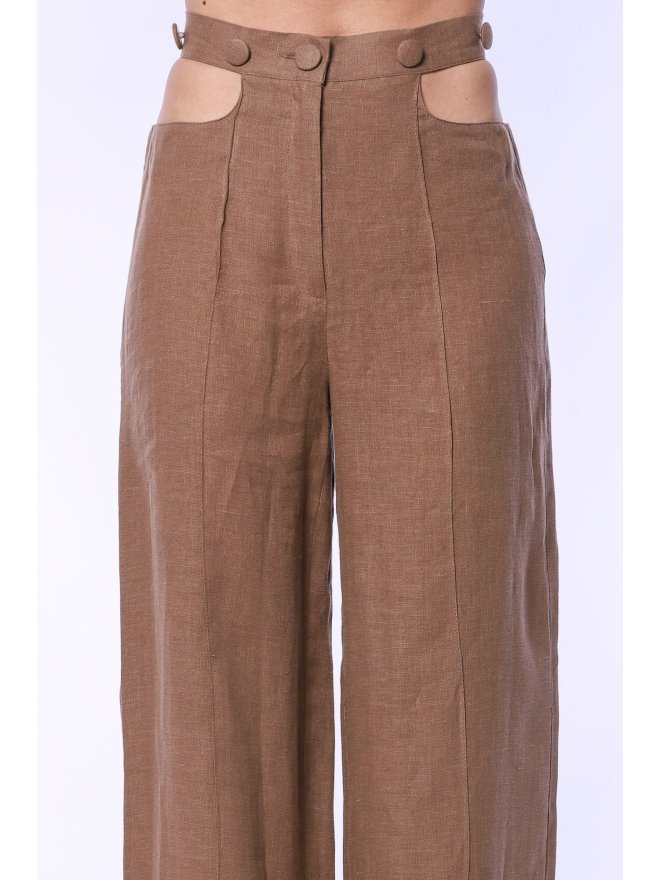 TGH LINO HIGH WAIST CROPPED POCKETS TROUSERS