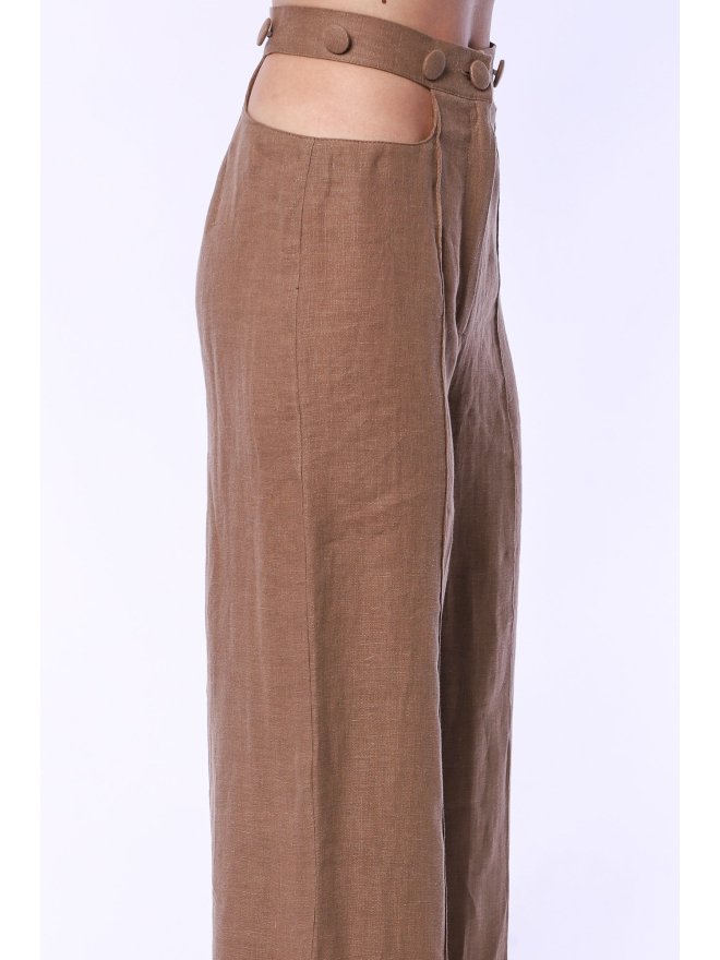 TGH LINO HIGH WAIST CROPPED POCKETS TROUSERS