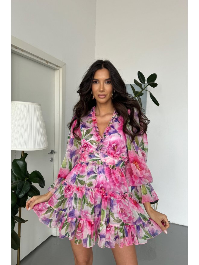 TGH ROCHIE MINI CU VOLANE SI PRINT FLORAL