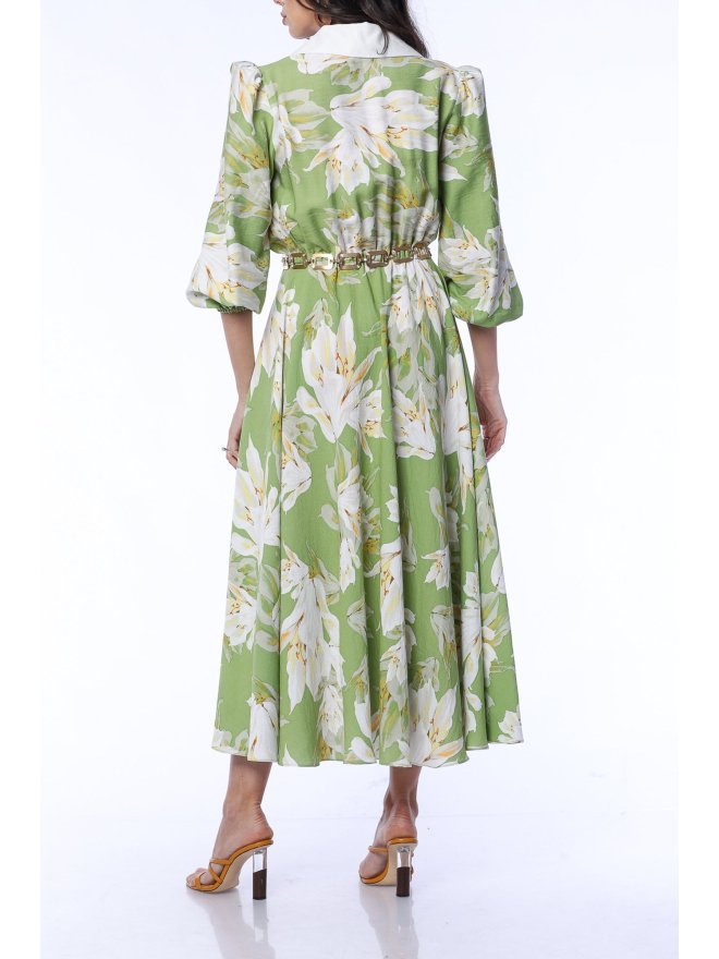 TGH FLORAL SYMPHONY POINTED COLLAR MIDI DRESS