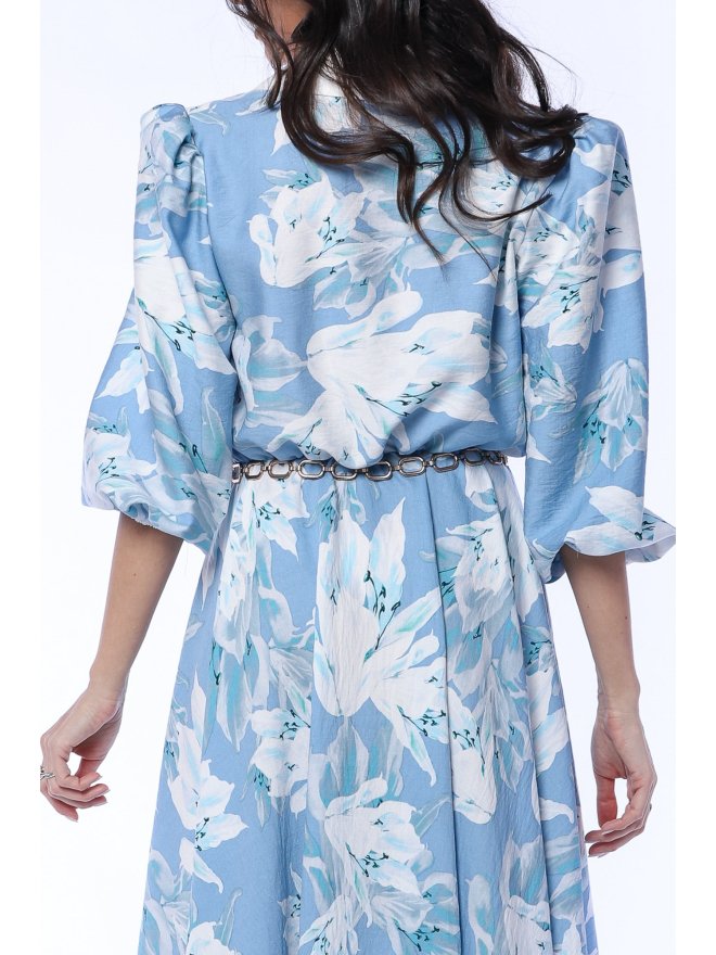 TGH FLORAL SYMPHONY POINTED COLLAR MIDI DRESS