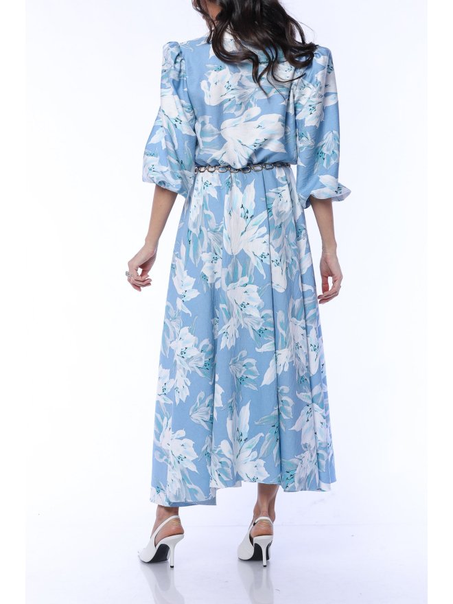 TGH FLORAL SYMPHONY POINTED COLLAR MIDI DRESS