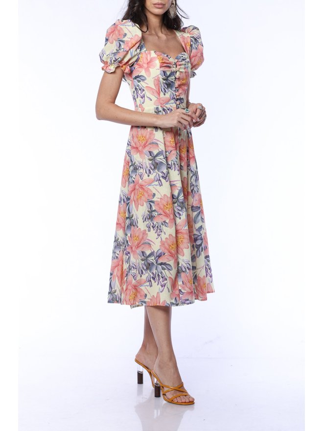 TGH LINO FLORAL HEAVEN BOHO MIDI DRESS