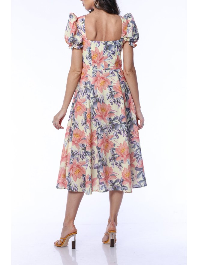 TGH LINO FLORAL HEAVEN BOHO MIDI DRESS
