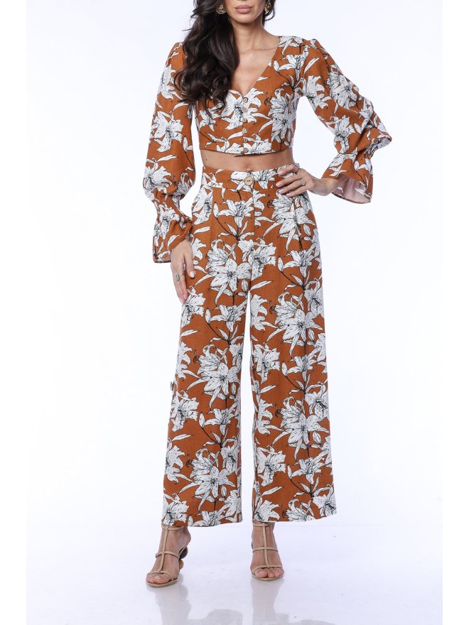 TGH LINO FLORAL PRINT CULOTTES PANTS