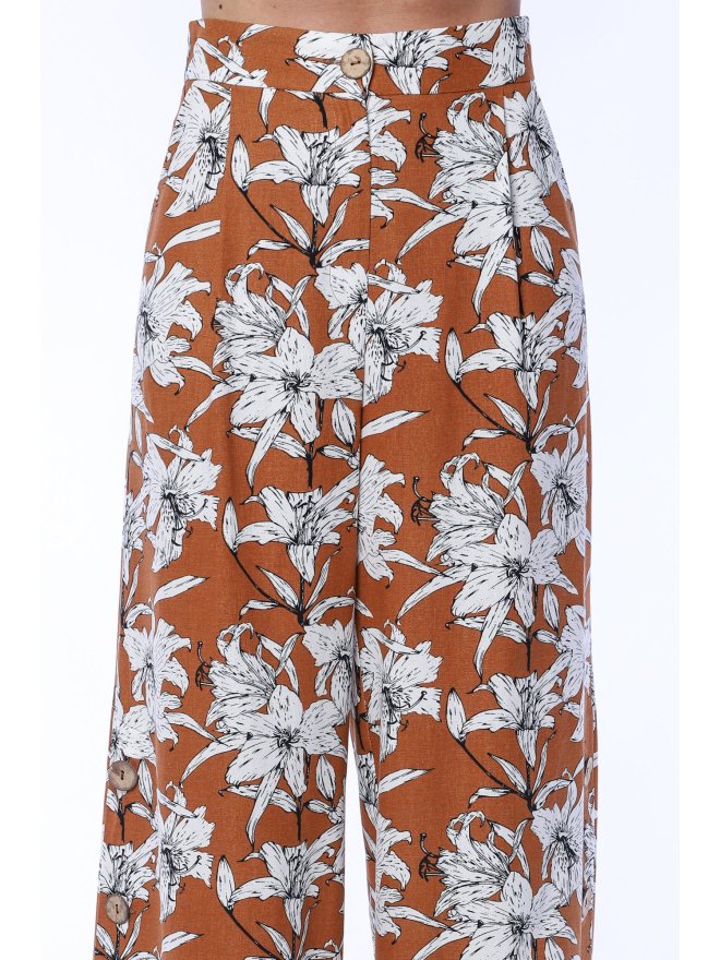 TGH LINO FLORAL PRINT CULOTTES PANTS